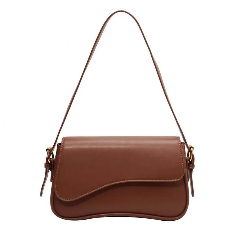 Bolsa Baguete de Couro Ariana Marrom
