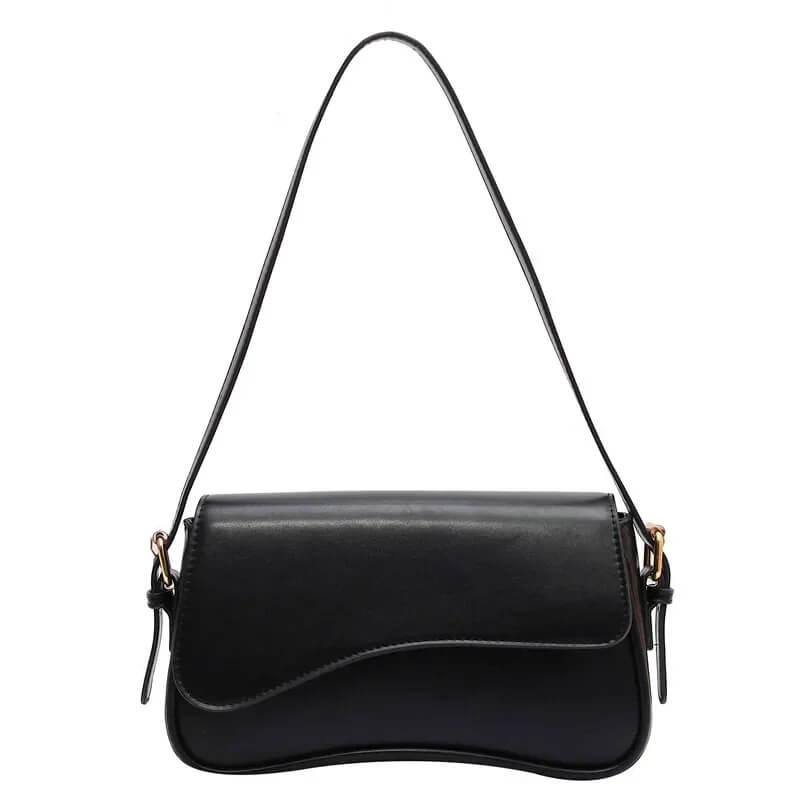 Bolsa Baguete de Couro Ariana Preto