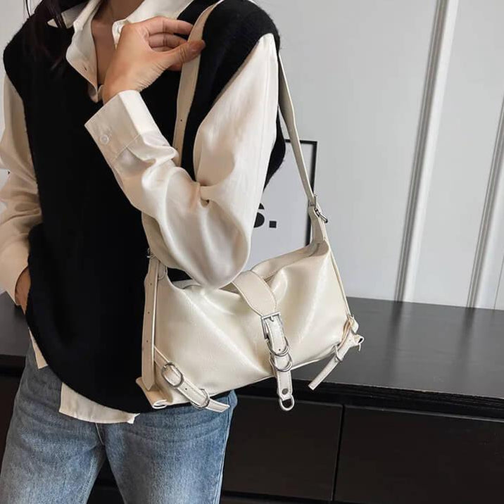 Bolsa Baguete de Couro Elisa Branco