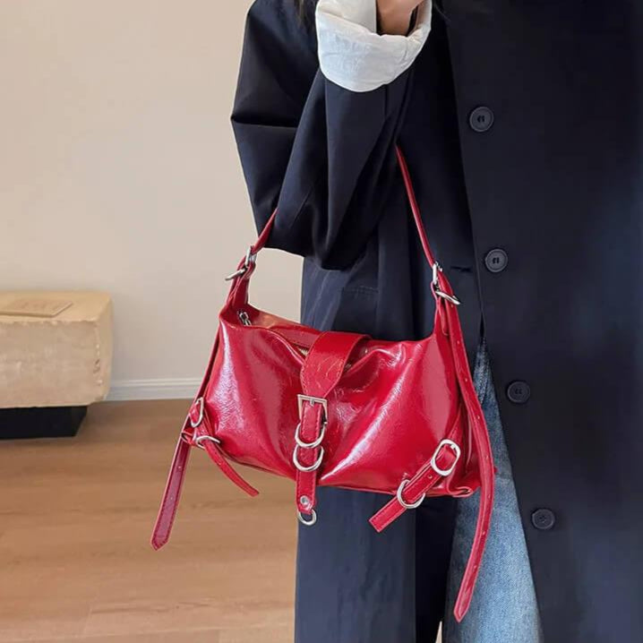 Bolsa Baguete de Couro Elisa Vermelho