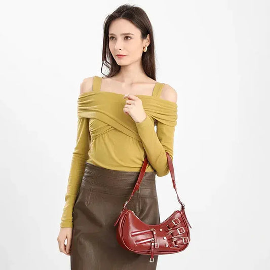 Bolsa Baguete de Couro Vermelho Stella