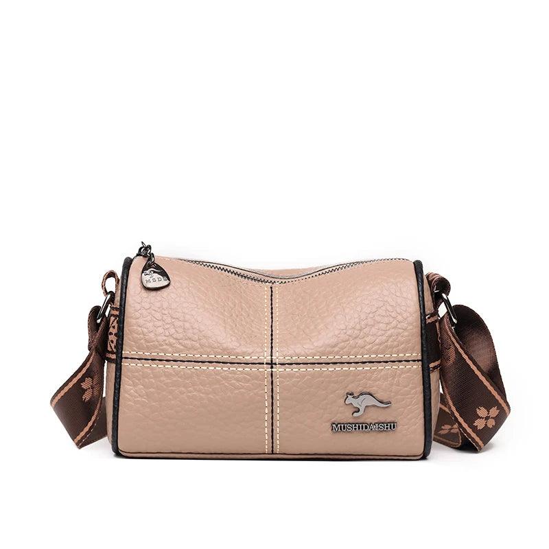 Bolsa Tiracolo de Couro Mush Bege