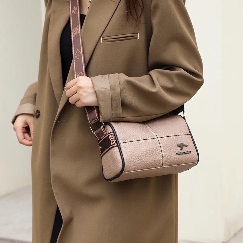 Bolsa Tiracolo de Couro Mush Bege