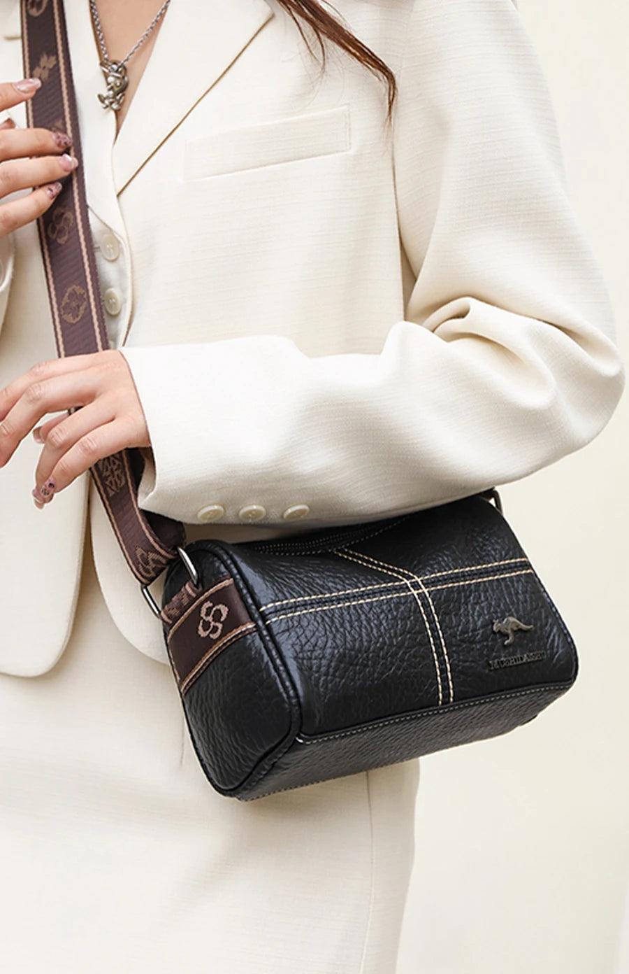Bolsa Tiracolo de Couro Mush Preto