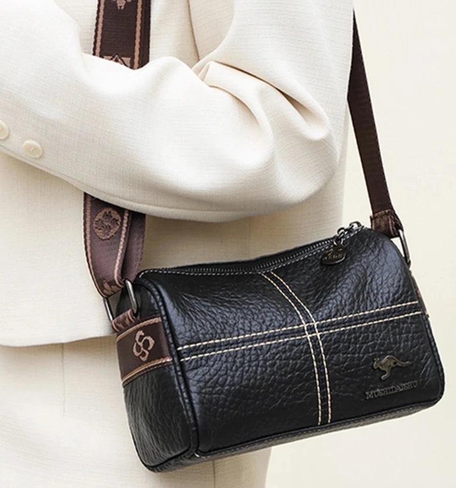 Bolsa Tiracolo de Couro Mush Preto