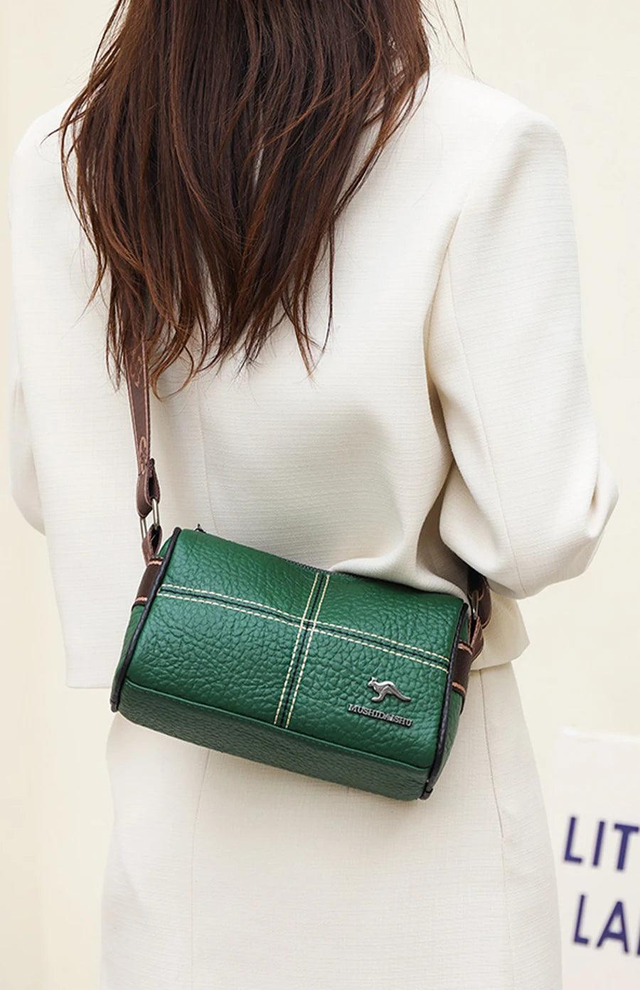 Bolsa Tiracolo de Couro Mush Verde