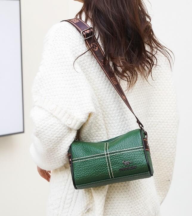 Bolsa Tiracolo de Couro Mush Verde