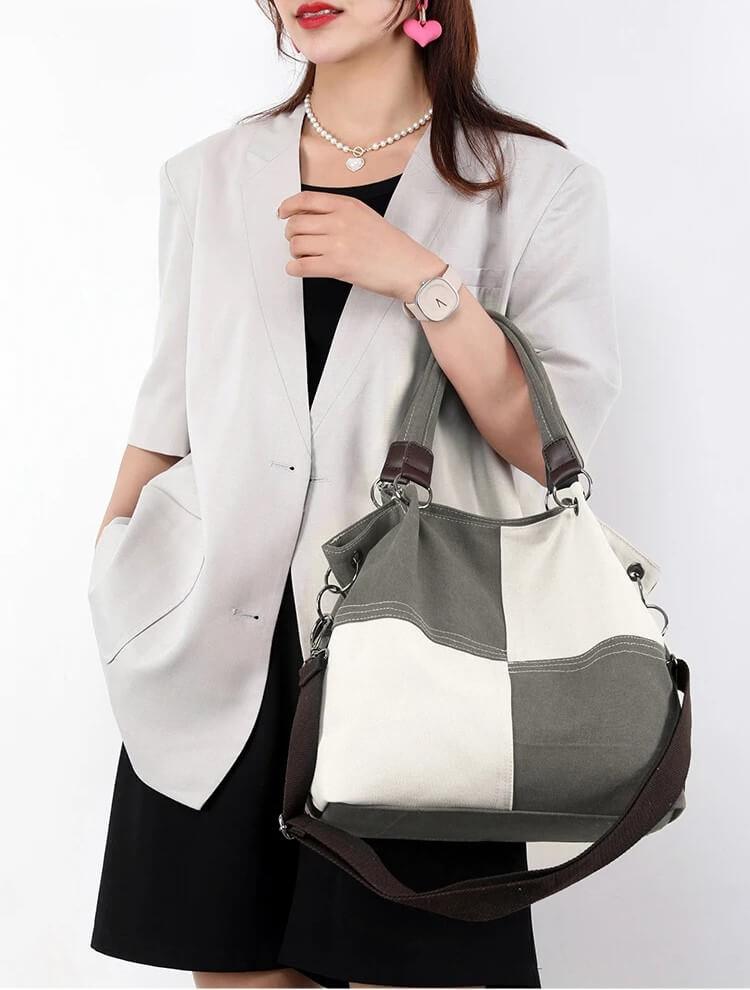 Bolsa Tote Xadrez Elen Cinza