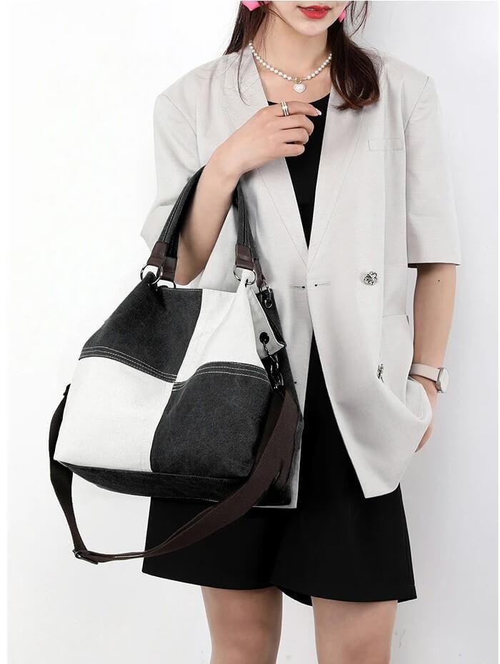 Bolsa Tote Xadrez Elen Preto
