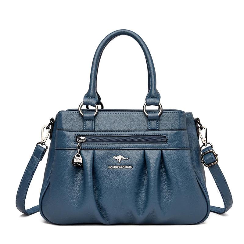 Bolsa Tote de Couro Kaidifein Azul