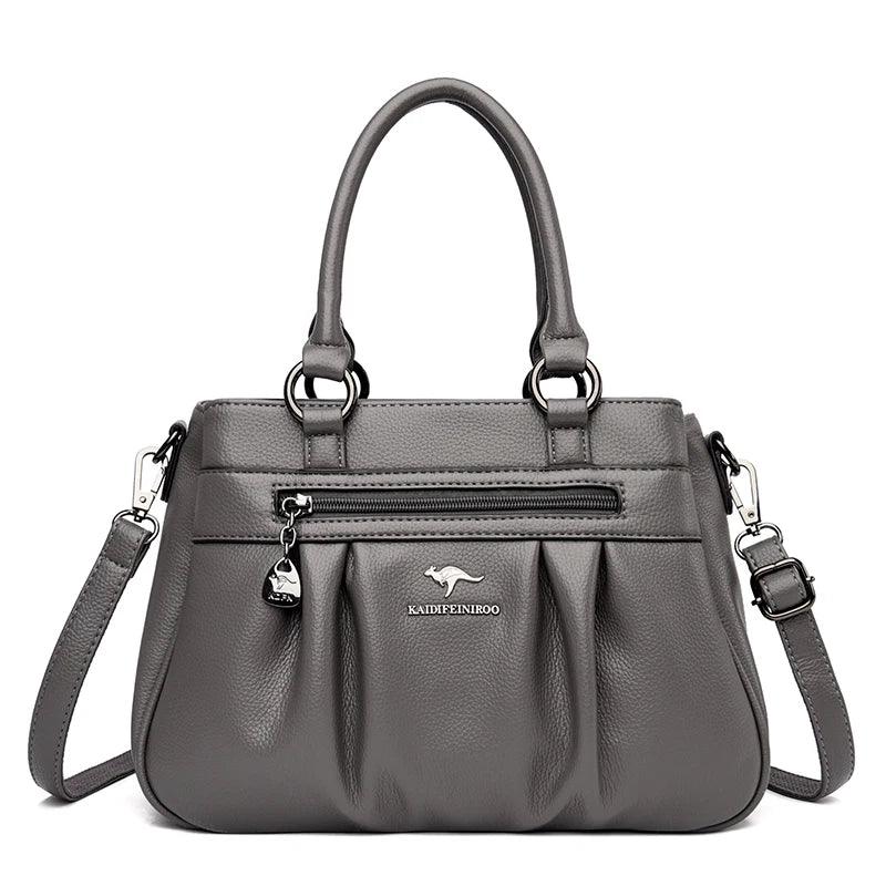 Bolsa Tote de Couro Kaidifein Cinza