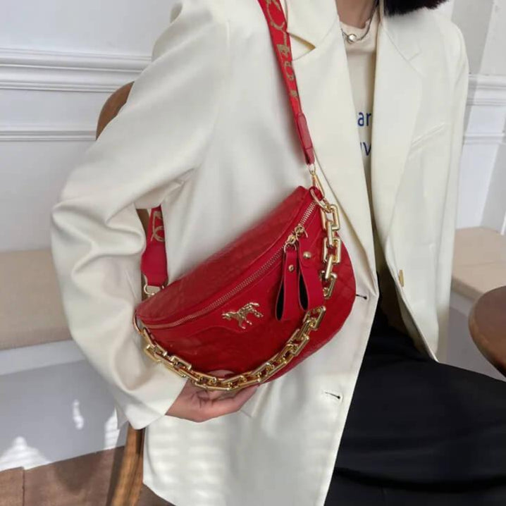 Bolsa Transversal de Couro Flera Vermelho