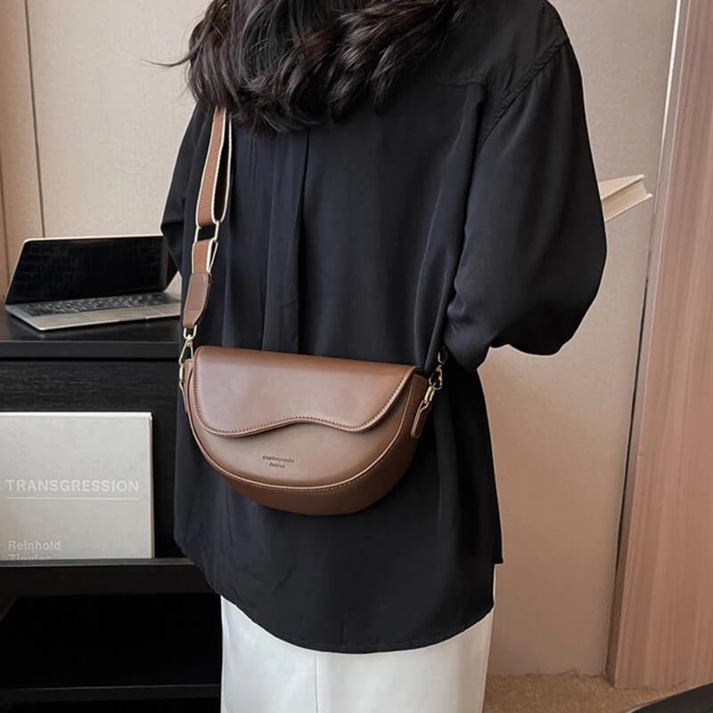 Bolsa Transversal de Couro Ruana Cafe