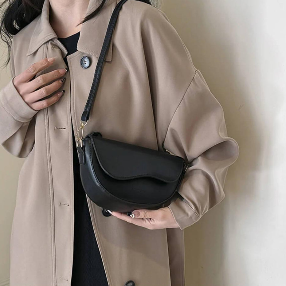 Bolsa Transversal de Couro Ruana Preto