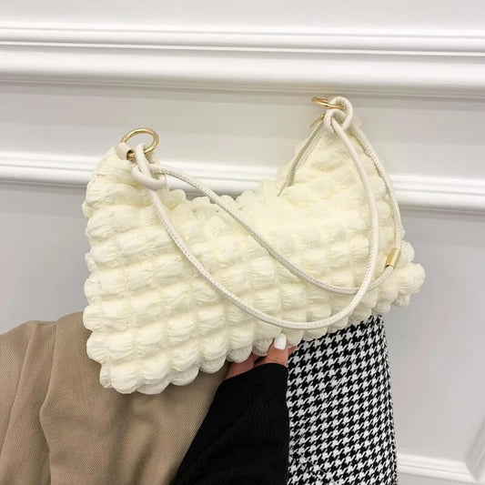 Bolsa de Ombro Plissada Bianti Branco