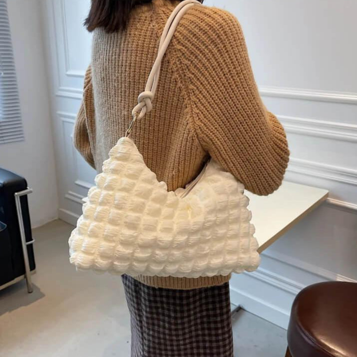 Bolsa de Ombro Plissada Bianti Branco