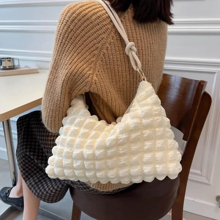 Bolsa de Ombro Plissada Bianti Branco