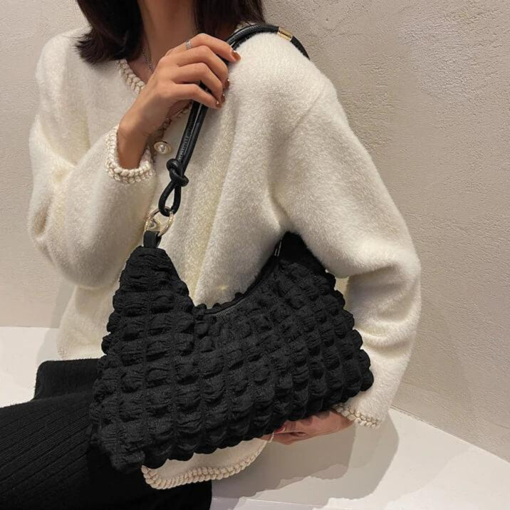 Bolsa de Ombro Plissada Bianti Preto
