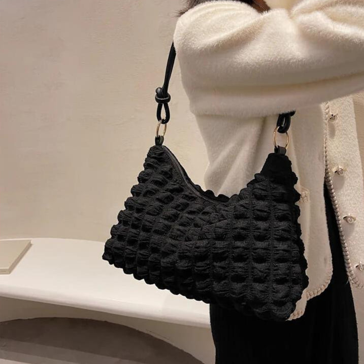 Bolsa de Ombro Plissada Bianti Preto