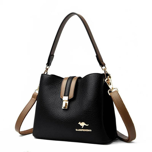 Bolsa de Ombro em Couro Kaidi Preto
