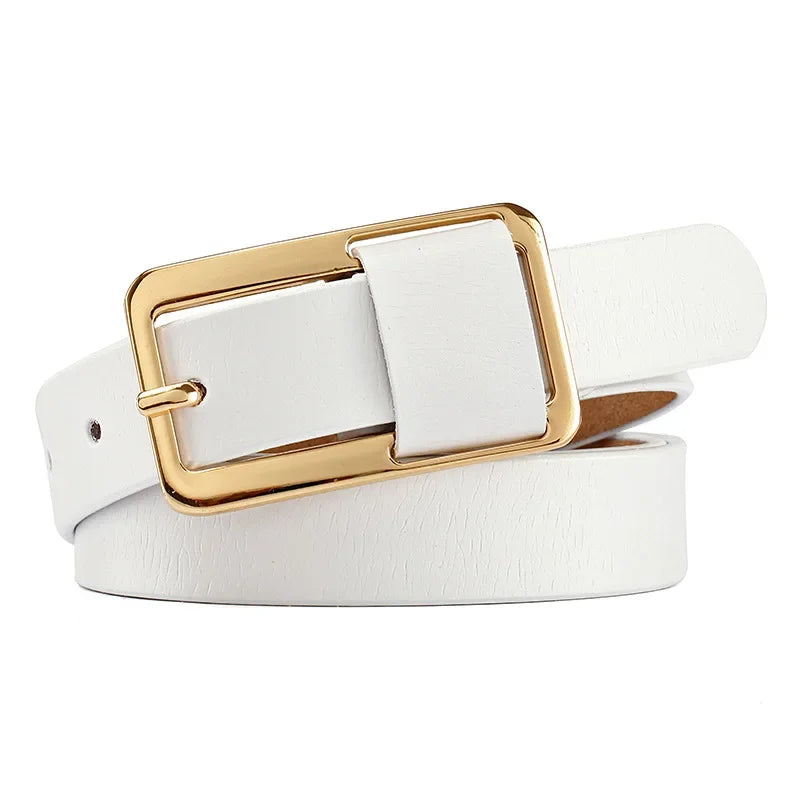Cinto de Couro Com Fivela Retangular branco