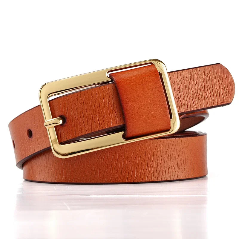 Cinto de Couro Com Fivela Retangular caramelo