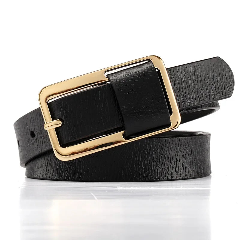 Cinto de Couro Com Fivela Retangular preto