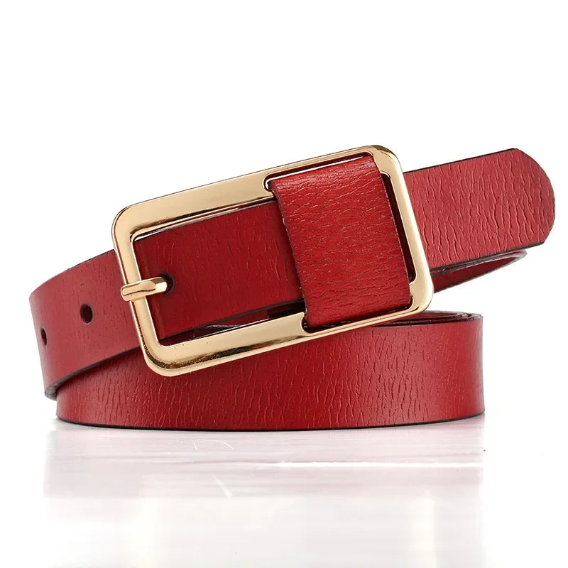 Cinto de Couro Com Fivela Retangular vermelho