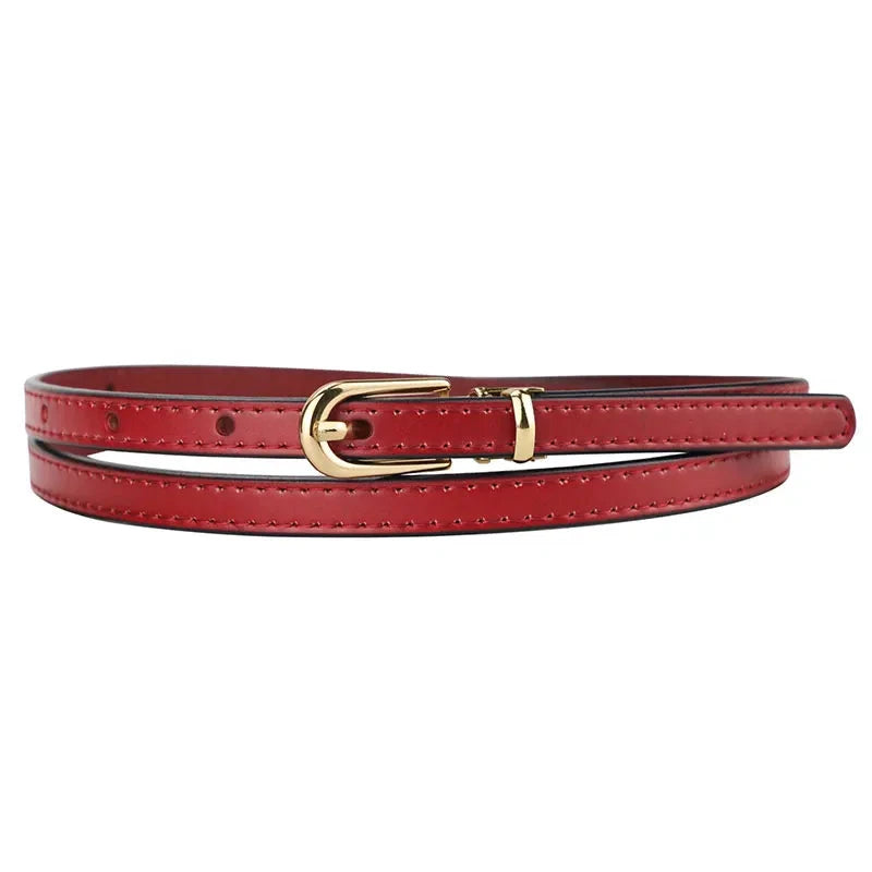 Cinto de Couro Fino Com Fivela vermelho