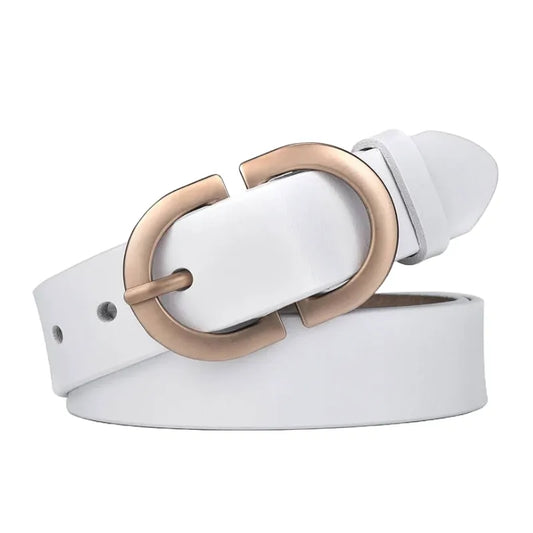 Cinto de Couro com Fivela Redonda branco