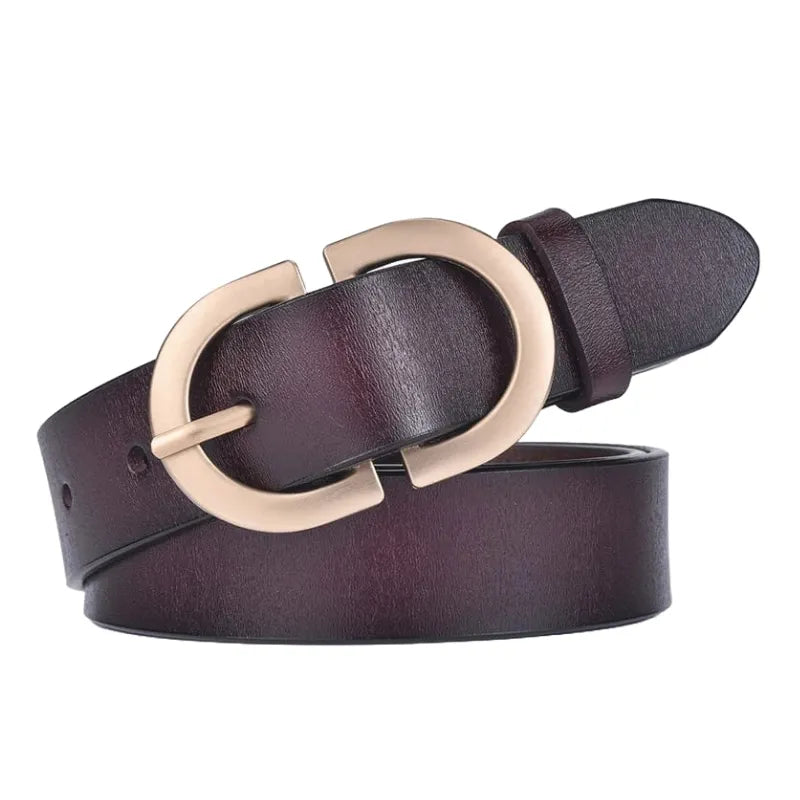 Cinto de Couro com Fivela Redonda chocolate