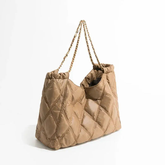 Bolsa Tote Acolchoada Celeste Marrom