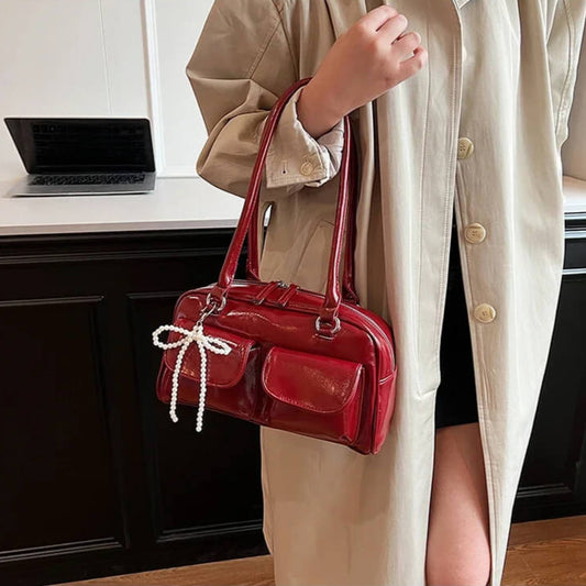 bolsa baguete vintage vermelho hanna