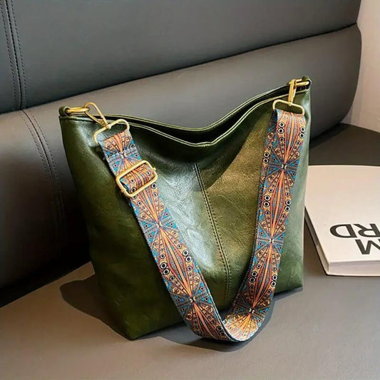 Bolsa de Ombro em Couro Lenc Verde