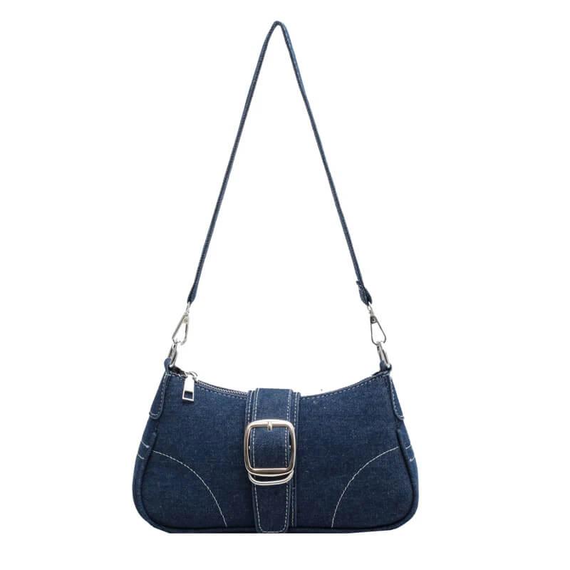 Bolsa Baguete com Corrente Mayla Azul Marinho