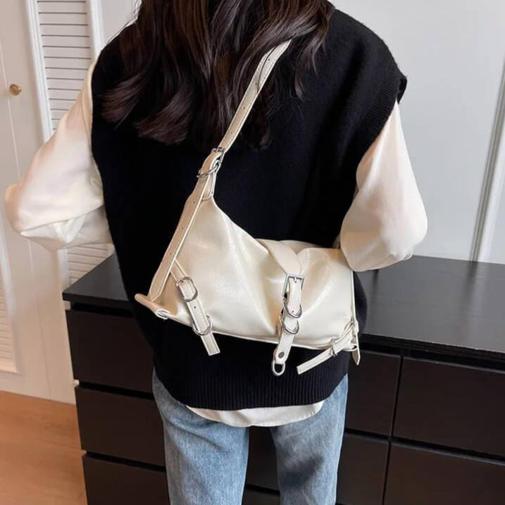 Bolsa Baguete de Couro Elisa Branco