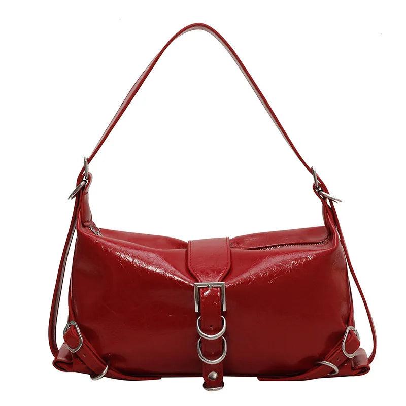 Bolsa Baguete de Couro Elisa Vermelho