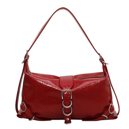 Bolsa Baguete de Couro Elisa Vermelho