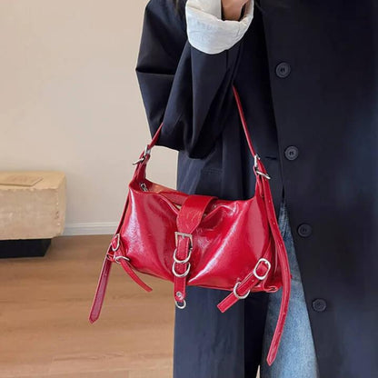 Bolsa Baguete de Couro Elisa Vermelho