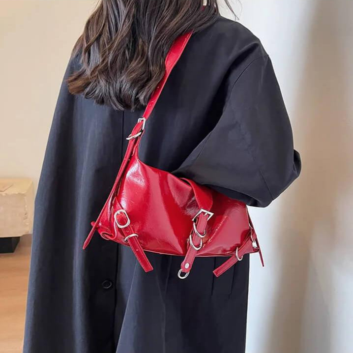 Bolsa Baguete de Couro Elisa Vermelho
