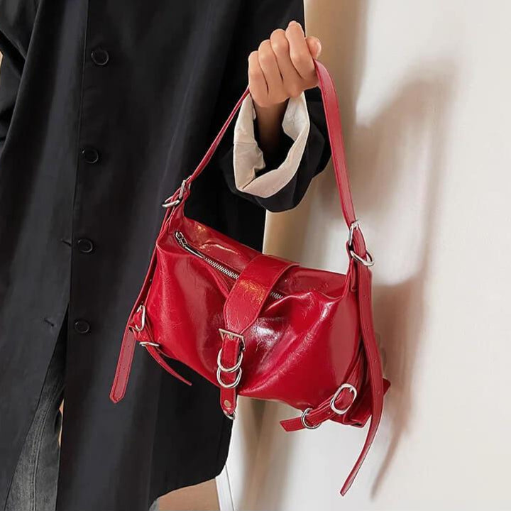 Bolsa Baguete de Couro Elisa Vermelho