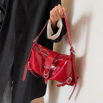 Bolsa Baguete de Couro Elisa Vermelho