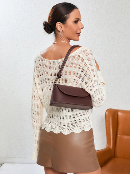 Bolsa Baguete de Couro Laine Café
