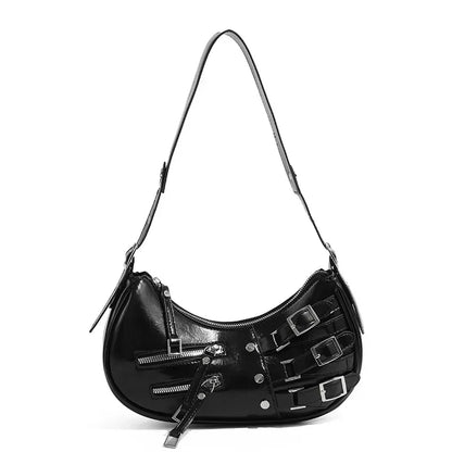 Bolsa Baguete de Couro Preto Stella