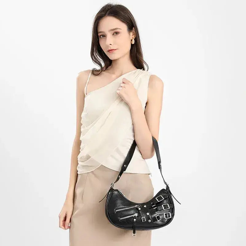 Bolsa Baguete de Couro Preto Stella