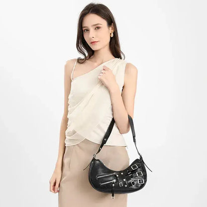 Bolsa Baguete de Couro Preto Stella