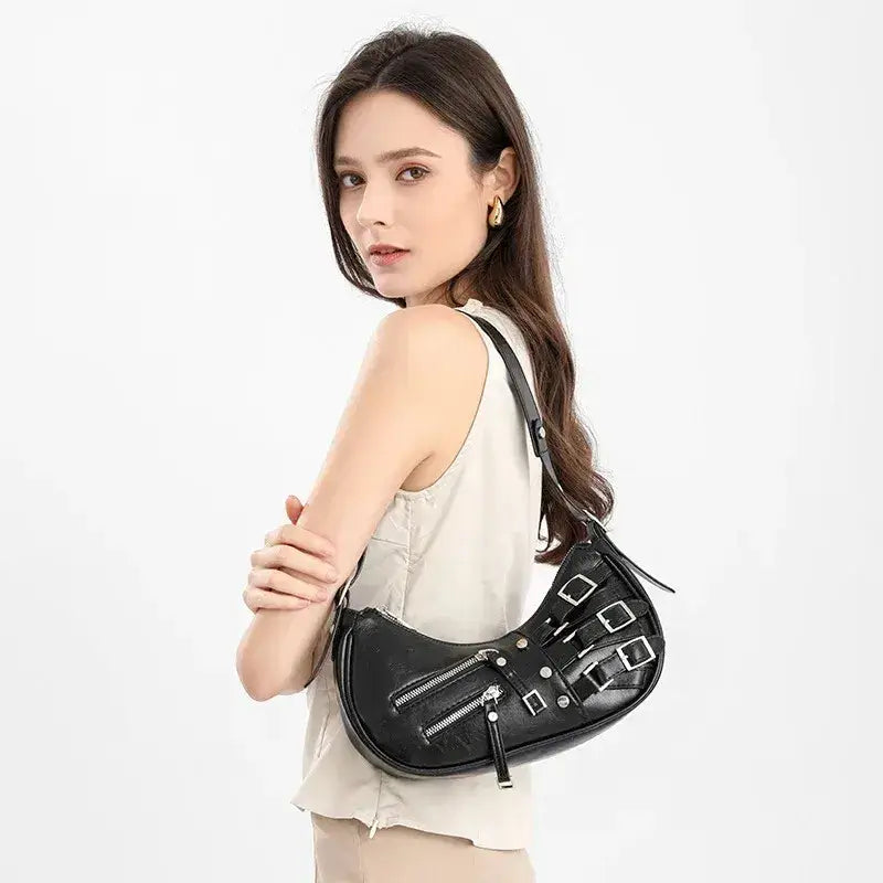 Bolsa Baguete de Couro Preto Stella