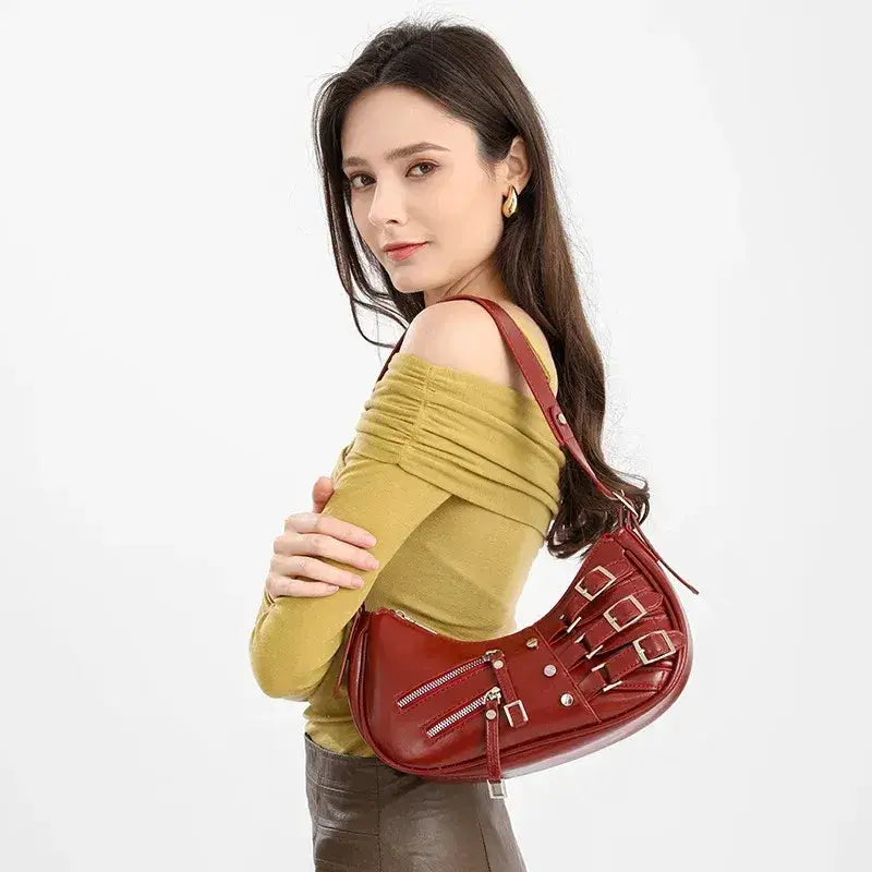 Bolsa Baguete de Couro Vermelho Stella