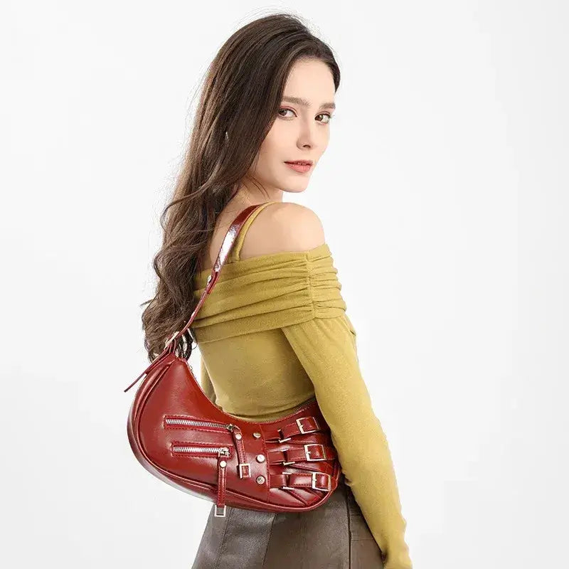Bolsa Baguete de Couro Vermelho Stella