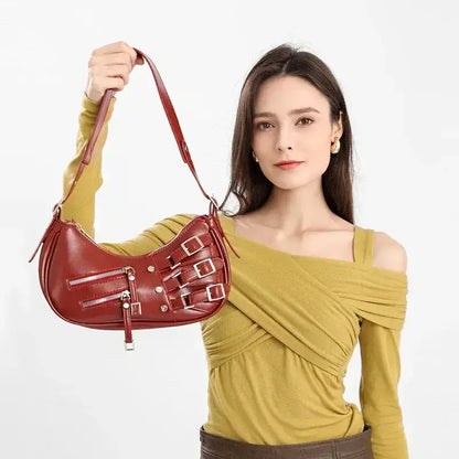 Bolsa Baguete de Couro Vermelho Stella
